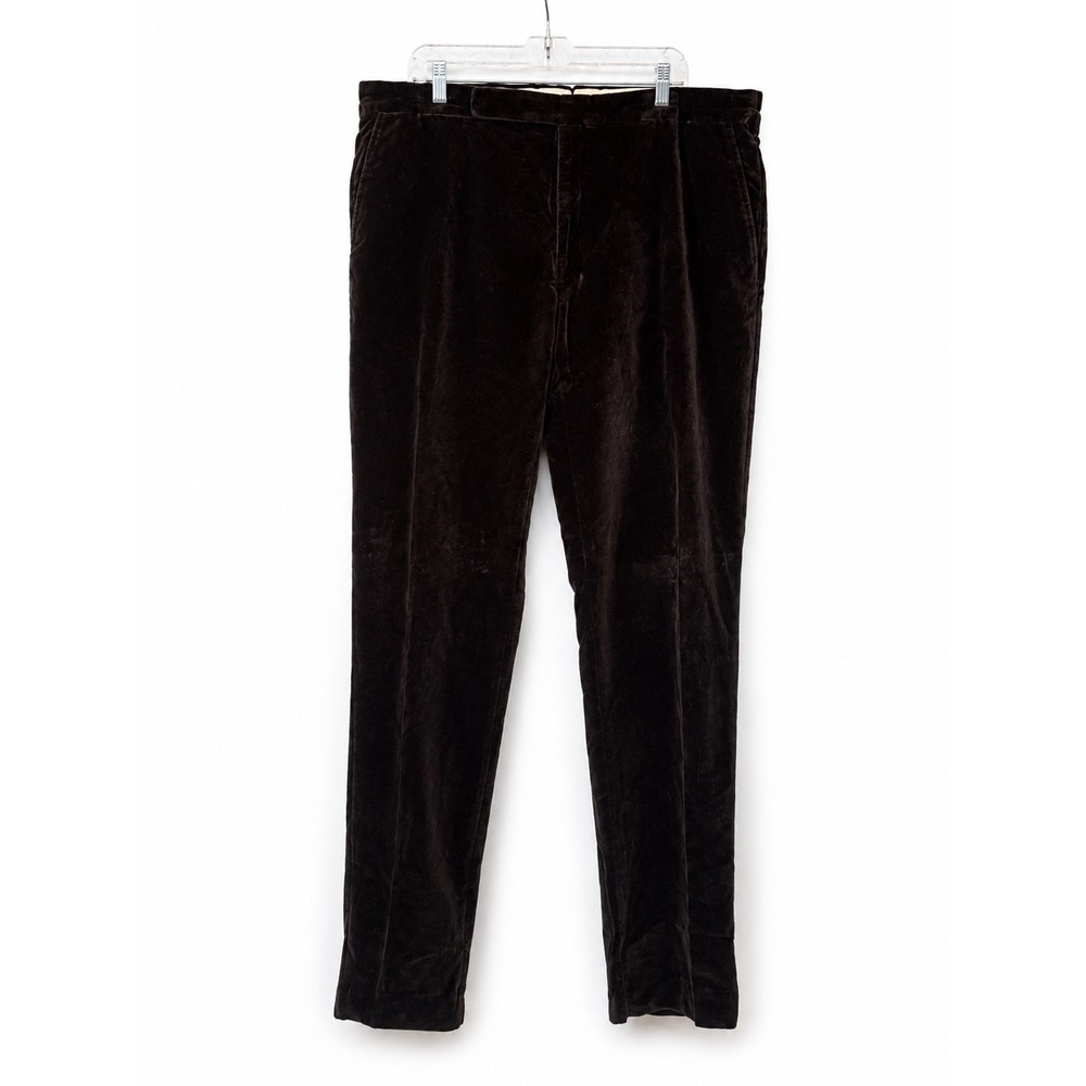 Ralph Lauren Purple Label Mens Brown Velvet Dress Trousers Made Italy Cotton 42W